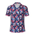 thumbnail image 2 of Daiia Skull flower blue Pattern Men’s Polo Shirts,Solid Deck Shirt,Classic Fit, Breathable Cotton Polo for Casual and Sport Wear-Medium, 2 of 7