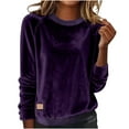 thumbnail image 3 of QETYUW Velvet Shirt Women Raglan Long Sleeve Round Neck Shirts Soft Comfy Tshirts Solid Color Loose Fit Top Basic Tops for Women, 3 of 7