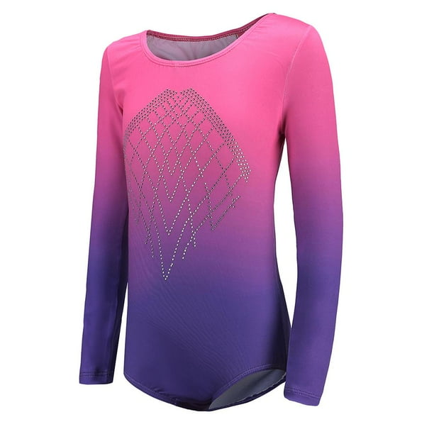 Traje De Baile Maillot Gimnástico Leotardo Atlético Ropa Deportivo Mono Elástico Mangas Largas Para Niñas 5-12 Años Macarena Leotardos de gimnasia para niñas