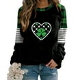 thumbnail image 4 of Uootdi Plaid Love Heart Irish Saint Pattys Shamrock Long Sleeve Shirts for Women St Patricks Day Crewneck Sweatshirts Holiday Trendy Pullover Tops Gift, 4 of 5