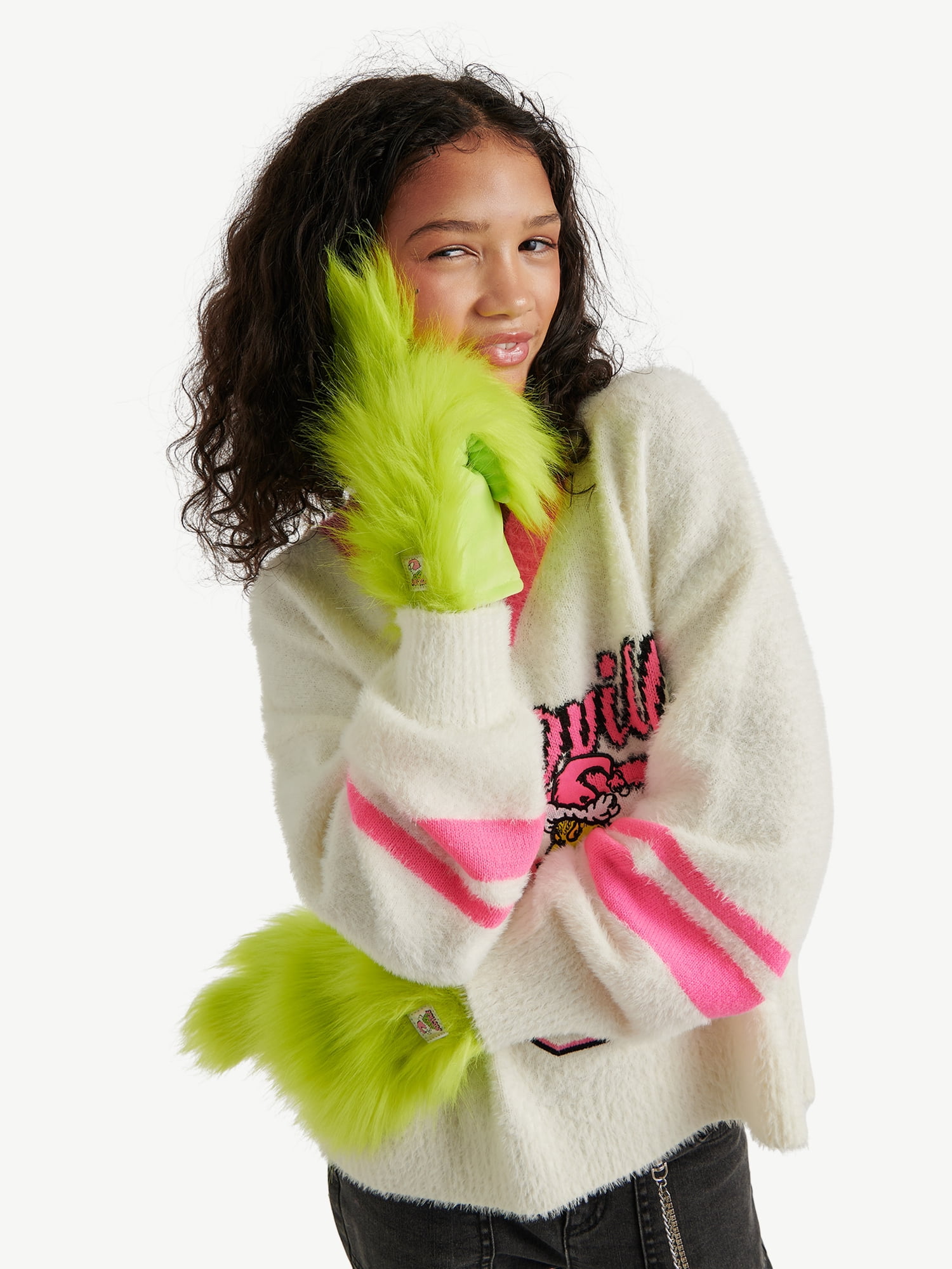 Justice Girls x Dr. Seuss' The Grinch Faux Fur Gloves, Green