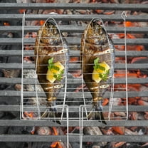 CIMAXIC Grilling Vegetables Basket Barbecue Grill Basket Black Wood 1Pc