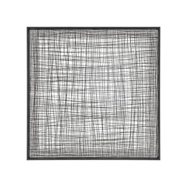 Open Weave Wires Metal Wire Wall Art With Black Frame Made Of Metal In Grey Color Square