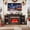 Black, variant on LGHM 80" TV Stand with 30" Electric Fireplace, Fireplace with Mantel, Farmhouse Entertainment Center for TVs up to 90", Black