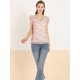 thumbnail image 3 of INSPIRE CHIC Blusa floral de gasa con mangas casquillo y volantes con cuello en V y volantes para mujer Rosa S, 3 of 6