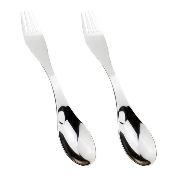 IDEANATEGRATE 2Pcs Portable Cutlery Tool Stainless Steel Spork for Silver Color