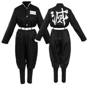 Forfamy Kamado Tanjiro Cosplay Tanjiro Kimono Costume Anime Outfit Men Women with Earring for Halloween