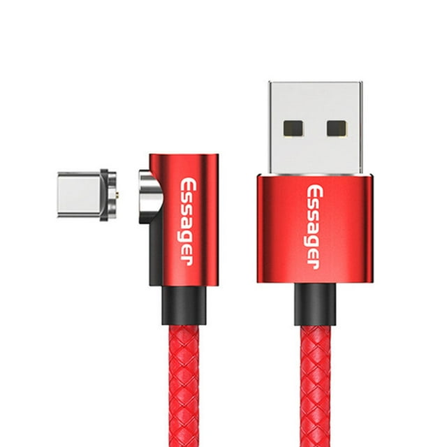 Essager Charging Cable Phone Elbow cable phone charging cable Charging Cord with 360 Degrees Rotating Connector, Red, 1m, Type-c