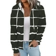 thumbnail image 4 of wycnly 2023 Sweatshirt Coat for Women Winter Hooded Coat for Women Fashion Striped Print Zip up Drawstring Hoodies Tops Lightweight Casual Long Sleeve Fall Sweatshirt Outwear with Pocket Weekly, 4 of 7
