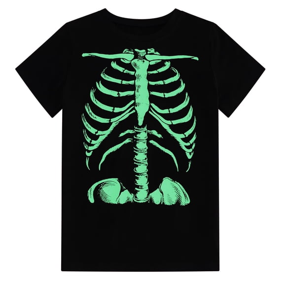Boys Halloween Shirts Kids Skeleton Bone Shirt Size 9-12T Glow in The Dark T-Shirt Funny Shirt for Kid