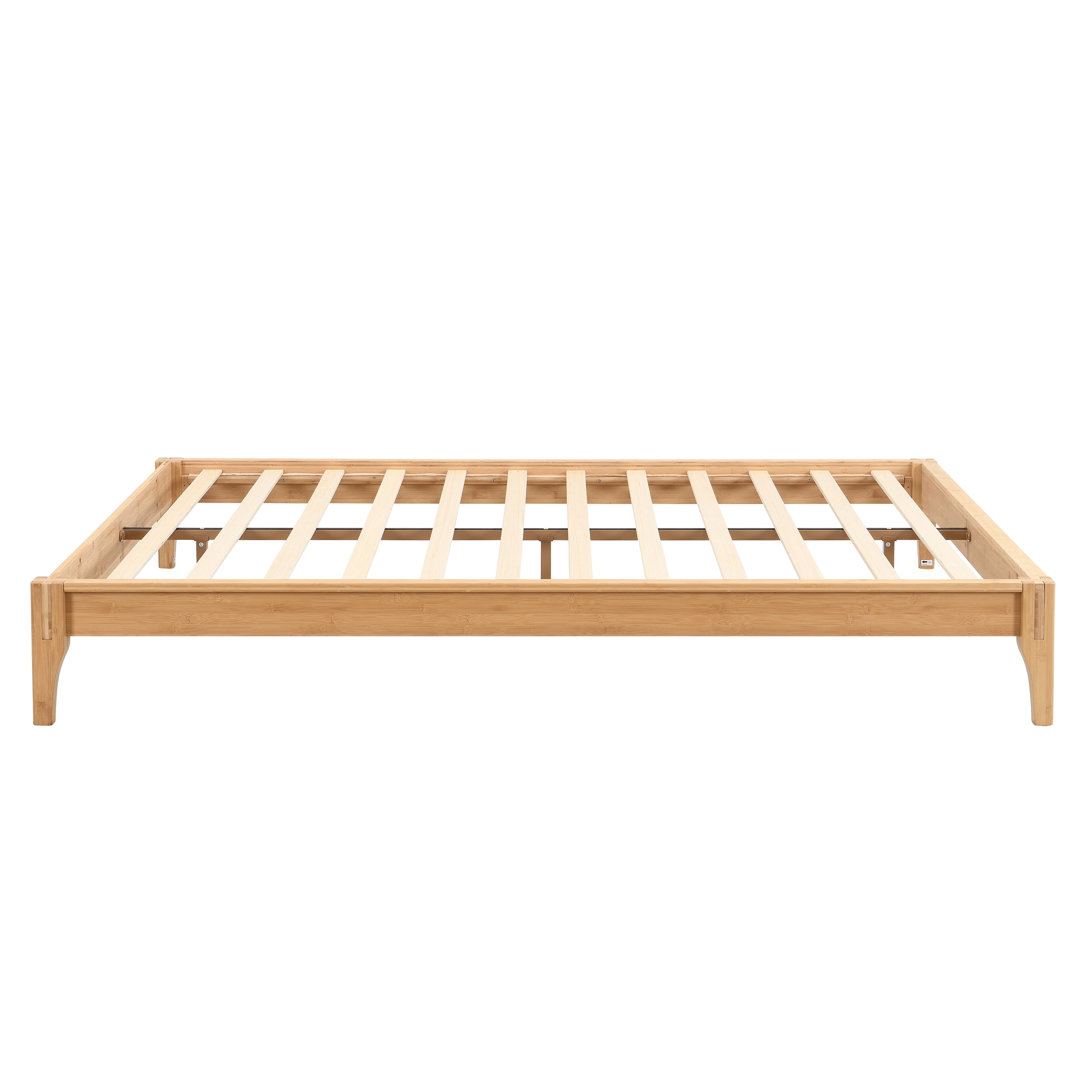 Euroco Dry Bamboo Wood Platform Bed Frame, 12 inch Height Full Size Bed, Natural