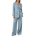 thumbnail image 3 of SAWOBUUN Women Suits 2 Piece Set Business Casual Dressy Oversized Blazer Jacket and Wide Leg Dress Pantsuits Formal Outfits, 3 of 7