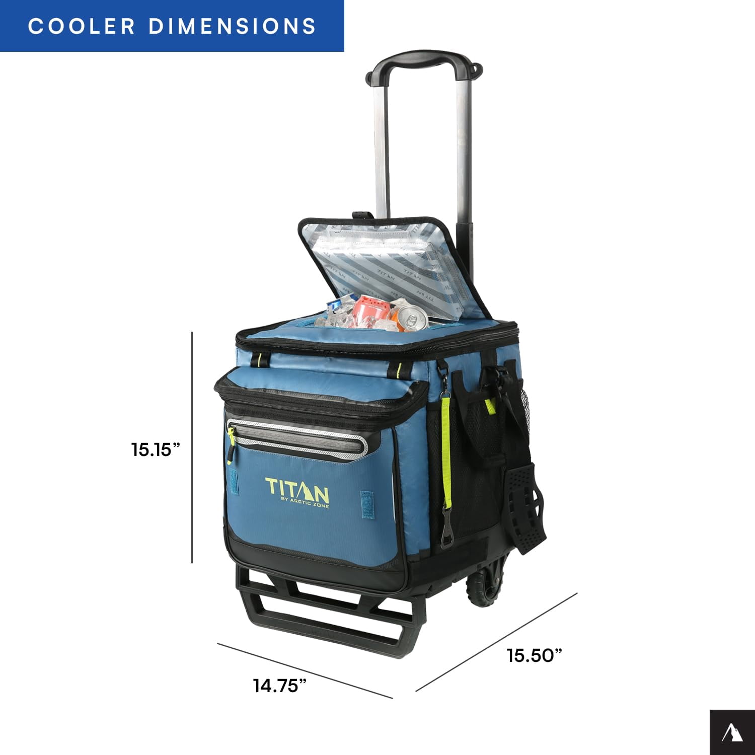 Titan by Arctic Zone 60 Can Collapsible Rolling Cooler, Marine Blue