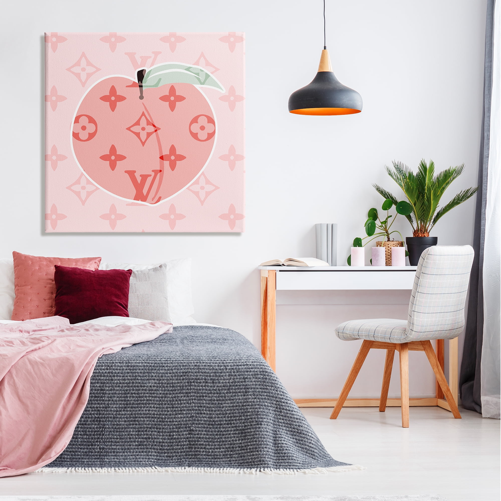 Stupell Industries Pink Patterned Peach Food & Beverage Painting Gallery Wrapped Canvas Print Wall Art, 36 x 36