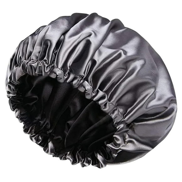 Gorro de satén para mujer Yinane Gorro de noche Gorro de baño con Gorro elástico para dormir turbante para cabello largo y liso cuidado del cabello baño gris