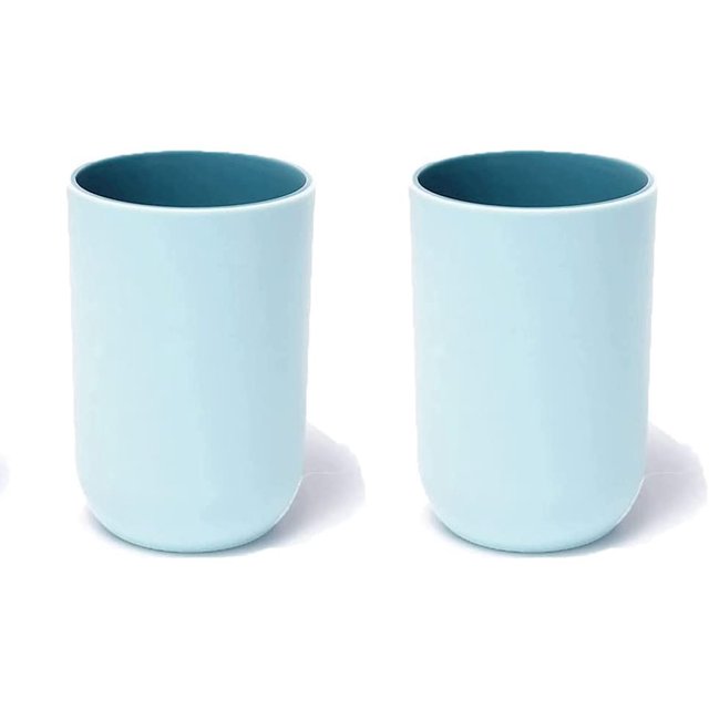 Juego de 2 vasos de plástico reutilizables de 350 ml, lavavajillas (azul claro y azul claro) kaili Sencillez