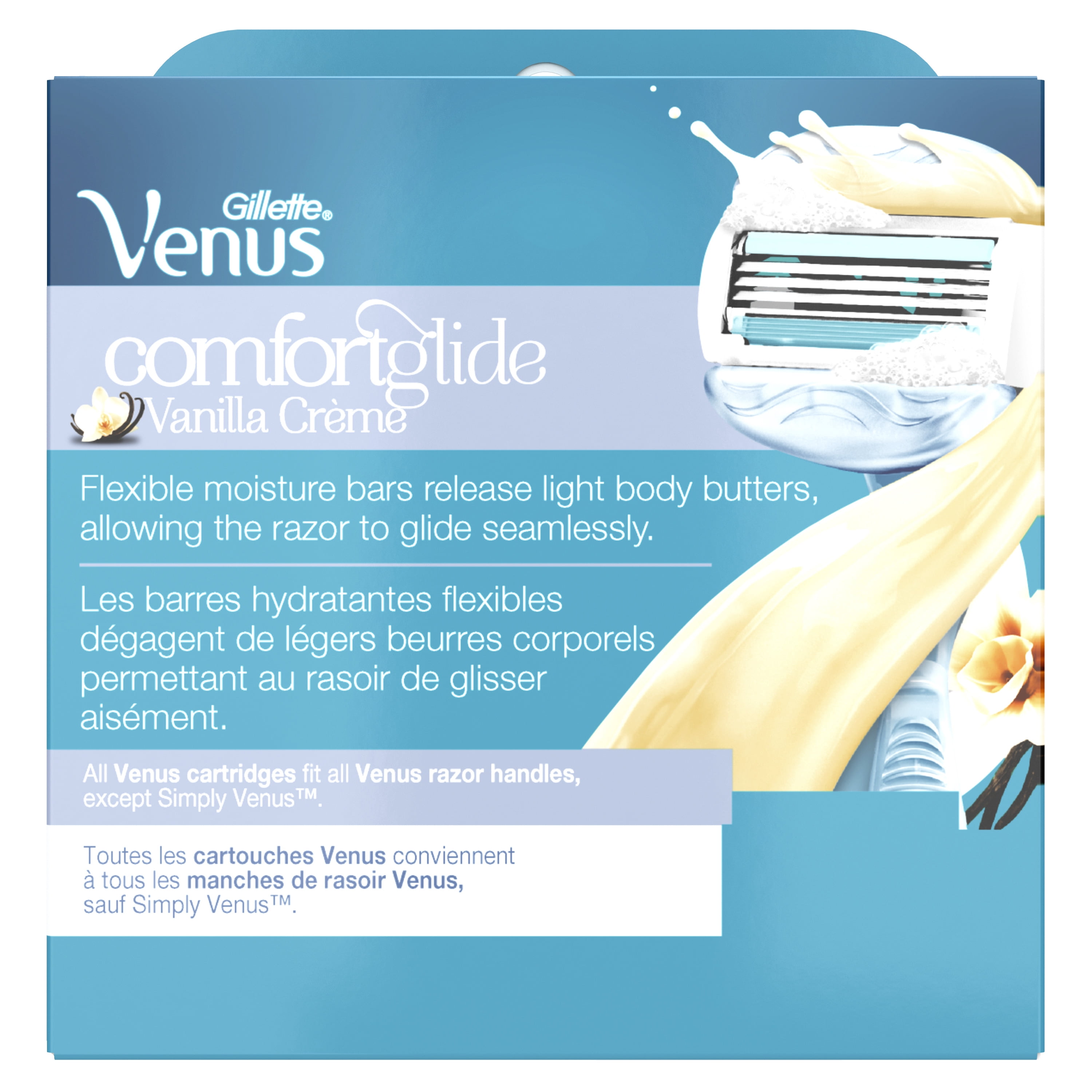 Gillette Venus ComfortGlide Vanilla Creme Razor Blade Refills, 6 ct