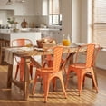 thumbnail image 2 of VINEEGO Metal Dining Chair Indoor-Outdoor Use Stackable Classic Trattoria Chair Fashion Dining Metal Side Chairs for Bistro Cafe Restaurant Set of 4 (Orange), 2 of 6