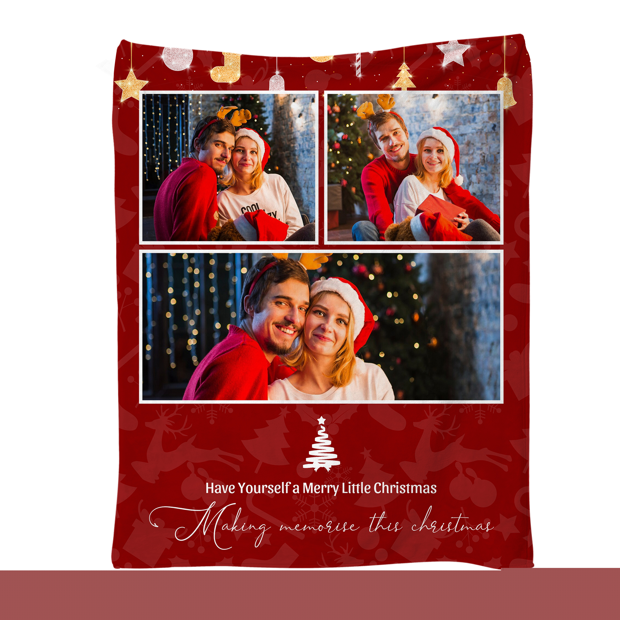 thumbnail image 6 of Custom Christmas Blanket - Personalized Photo & Text Soft Flannel Throw Blanket, Custom Throw Blanket, 50"x60", 3 Photos, Perfect Christmas Gift, 6 of 6