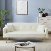 Modern Velvet Convertible Sleeper Sofa Bed, 3 Seater Folding Futon Couch for Apartment Bedroom Living Room