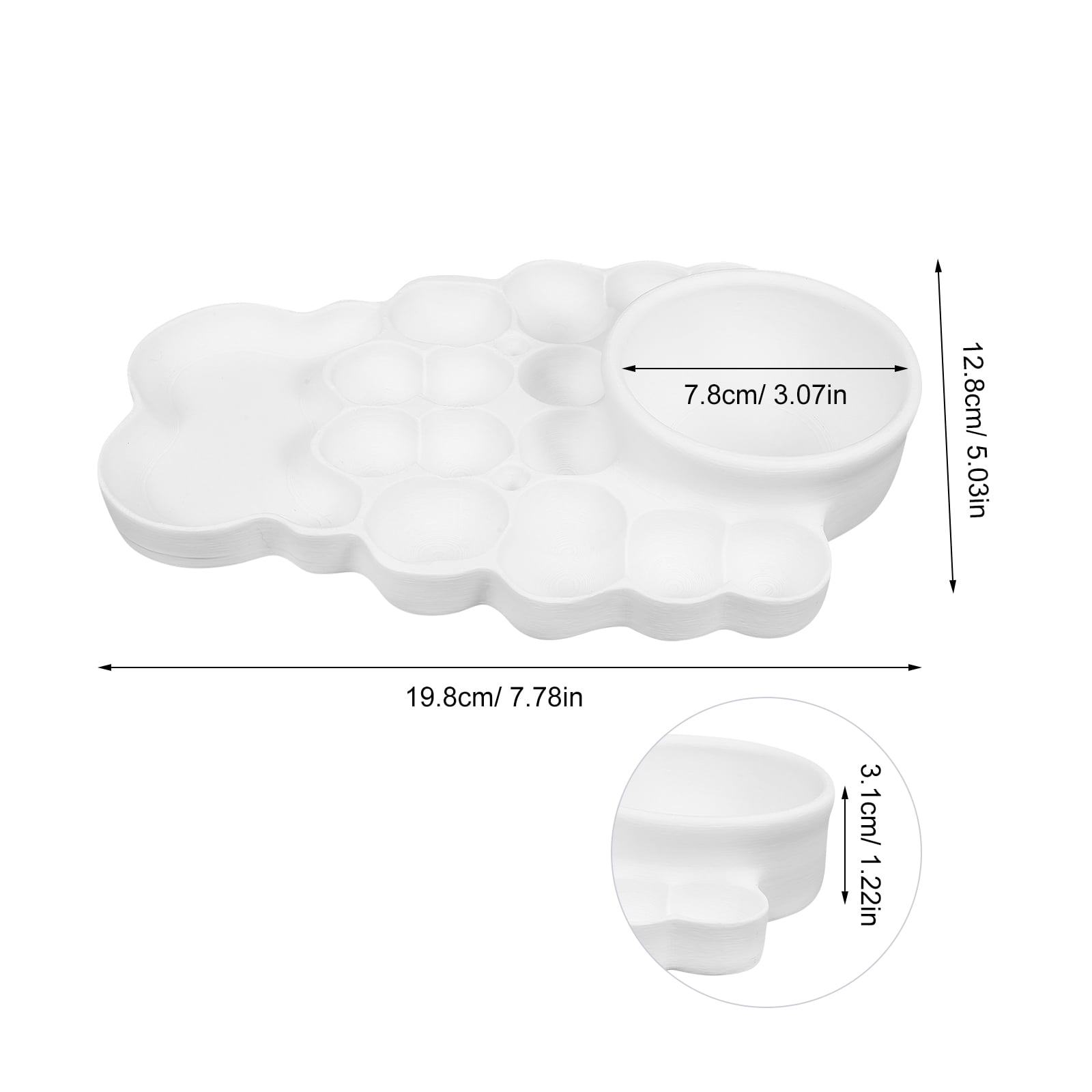 ELAYARD Portable White Plastic Watercolor Palette Tray for Mixing Paints at Home and Art Projects