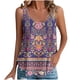 thumbnail image 2 of Puntoco Camisetas de cuello cuadrado para mujer, sueltas, informales, a la moda, con estampado de cuello redondo, camiseta sin mangas de verano, 2 of 5