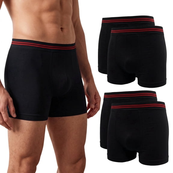 JQ Men's Seamless Copper Boxer Briefs Breathable Anti Chafing Stretch Underwear for Daily Cozy 4Pack