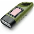 thumbnail image 3 of 2 piezas de linterna solar LED, lámpara de emergencia, linterna de manivela recargable con dinamo con mosquetón para senderismo, viajes, camping, escalada, verde militar, 3 of 5