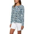 thumbnail image 2 of Hang Ten Womens Long Sleeve Rashguard (Palm Print Ballad Blue, Small), 2 of 5