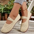 thumbnail image 4 of Wide Toe Box Flats Shoes Women Knit Ballet Flats Mary Jane Dress Flat Wide Width Walking Shoes Slip-on with Strap Beige 43, 4 of 6