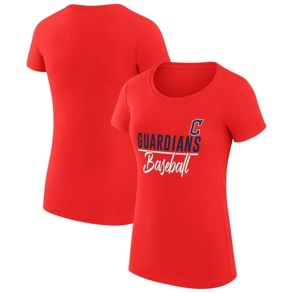 Women's G-III 4Her by Carl Banks  Red Cleveland Guardians Team Graphic Fitted T-Shirt