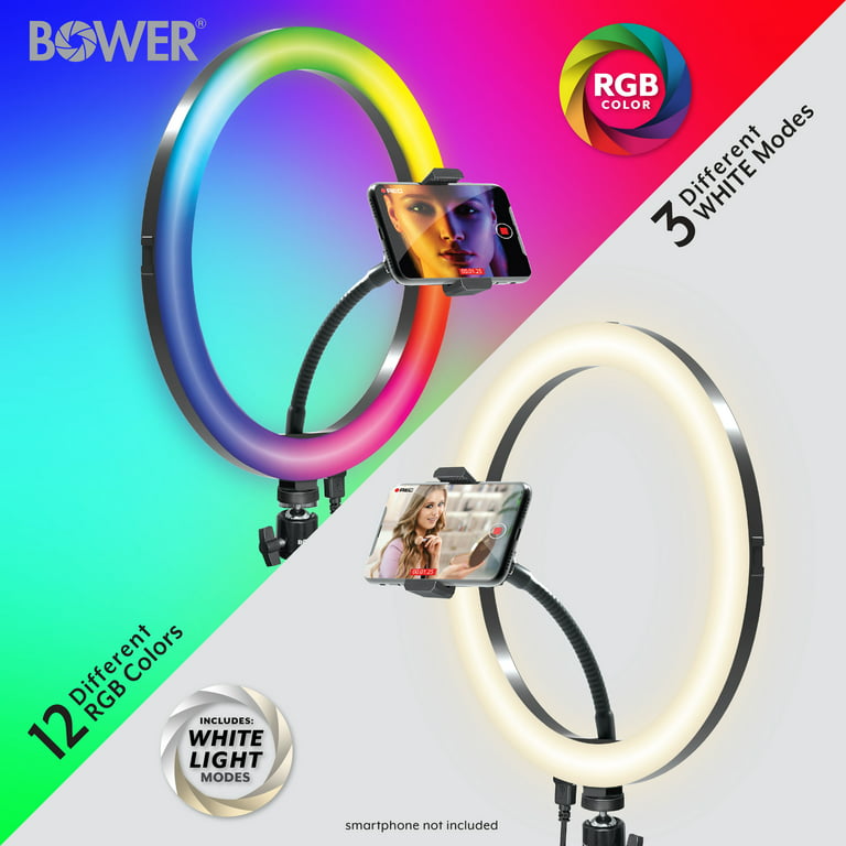 Bower 12-inch LED RGB Ring Light Studio Kit with Special Effects; Black 