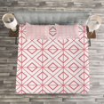 thumbnail image 3 of Ambesonne Pink Quilted Bedspread Set 3 Pcs, Vintage Triangles, King Size, Pink and White, 3 of 3