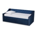 thumbnail image 2 of Baxton Studio Raphael Navy Blue Velvet Upholstered Twin Size Daybed with Trundle, 2 of 11