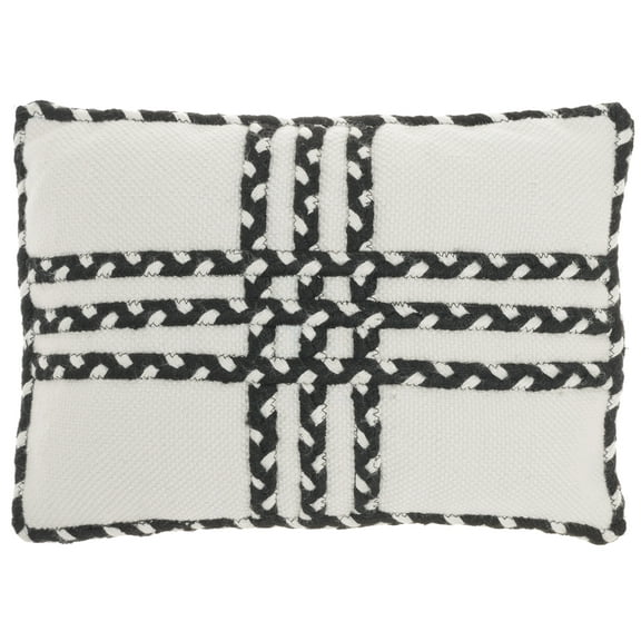 Nourison Crossed Braids Black 14" x 20" Indoor/Outdoor Throw Pillow