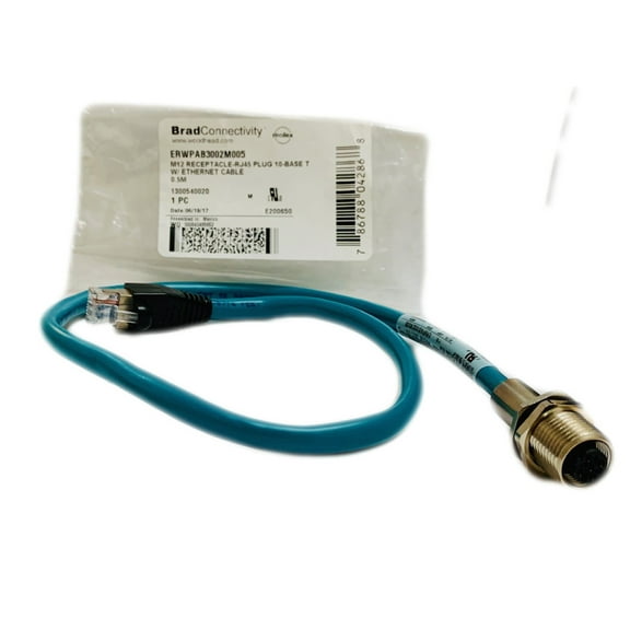 ERWPAB3002M005 M12 Receptacle-RJ45 Plug 10-base TW/ Ethernet Cable 0.5M, 1300540020