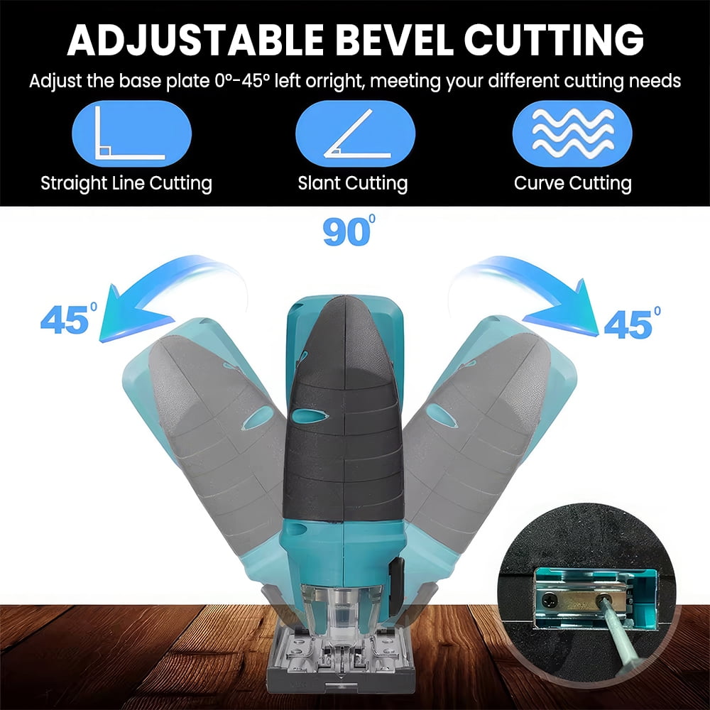 Cordless Jig Saw 21V, Electric Jigsaw Tool with tow 10× 1300mAh Batteries, 2700RPM Variable Speed for Wood Cutting, 0°-45° Bevel Cuts, LED Light, 3 Orbital Settings for Straight/Curve/Circle Cutting