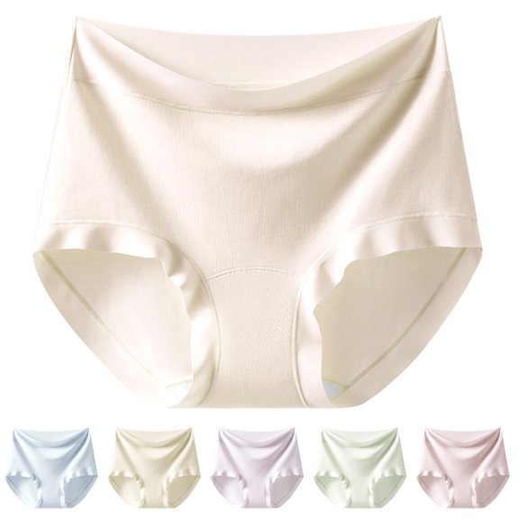 COMVALUE Womens High Waist Class Underwear Gusset Plus Size Seamless Panties Large Sized Seamless Underwear (Yellow, XL)
