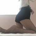 thumbnail image 4 of Women 2 Pairs Fishnet Stockings Black Mesh Pantyhose High Waist Rhinestone Tights, 4 of 6