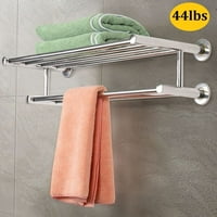 Stainless Steel Towel Rack Stand for Bathroom with Shelf Wall Mounted Towel Bar Towel Holder Polished Chrome by Sunrain