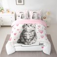 thumbnail image 2 of jejeloiu Cartoon Lovea Heart 7-Piece Bedding Comforter Set,Cute Pet Cat King Bedding Sets,Kitten Animals Lover Bed Sheets For Girls,Super Cozy Room Decor Reversible, 2 of 8