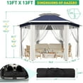 thumbnail image 4 of Lumiparty 13x13 ft Outdoor Pop Up Gazebo with Mosquito Netting, Adjustable Height Gazebo Shelter with Carry Bag for Backyard, Garden, Patio, Blue, 4 of 12