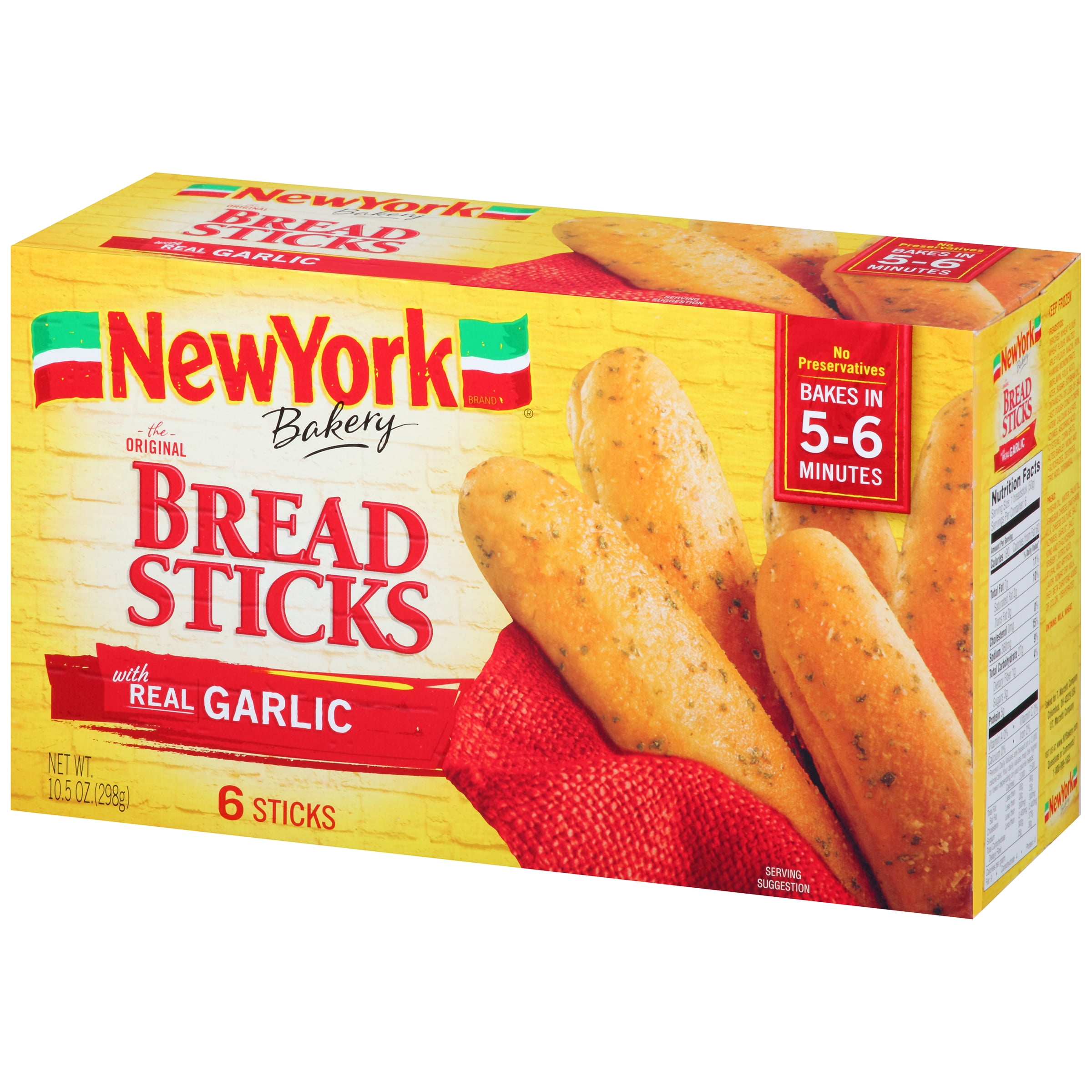 New York Bakery Original Bread Sticks With Real Garlic 6 Sticks Walmart Com Walmart Com
