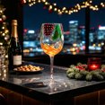 thumbnail image 6 of Colorful Painted Christmas Wine Glass 9in Festive Stemware Art Goblet with Gift Box for Holiday Party Table Decor, 6 of 6