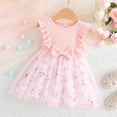 thumbnail image 2 of Otqutp Party Dress for Toddler Girls Sleeveless Floral Prints Bowknot Ribbed Tulle Princess Dress Clothes for 6M to 4 Years, 2 of 4