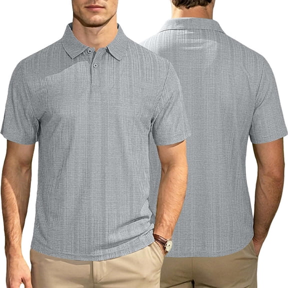 Men's Cotton Linen Polo Shirts Short Sleeve Mens Golf Shirts Casual Button Down Shirts