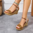 thumbnail image 5 of Dakaela Womens Platform Wedge Sandals Braided Cork Slingback Wedges Espadrilles Ankle Strap Comfortable Non Slip Summer Dressy Walking Shoes Size 6-10, 5 of 9