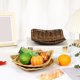 thumbnail image 1 of Cesta de mimbre de plástico para pan, fruta, aperitivos – bandeja de almacenamiento tejida de ratán de imitación, plástico ligero y duradero, marrón/amarillo, 8,86x8,86x1,77 pulgadas, organizador, 1 of 6