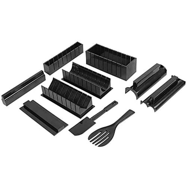 Moldes Alimentos Especializados Japoneses Laver Rollo Arroz 10 Piezas/set Pro Plastic Con Herramientas Espátula para Picnics Negros