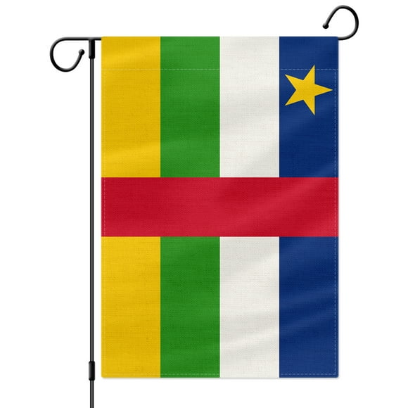 PTEROSAUR Central African Garden Flag, Central African Republic National Flag, 12.5x18 inch Double Sided Burlap for House Yard Lawn Indoor Outdoor Decor